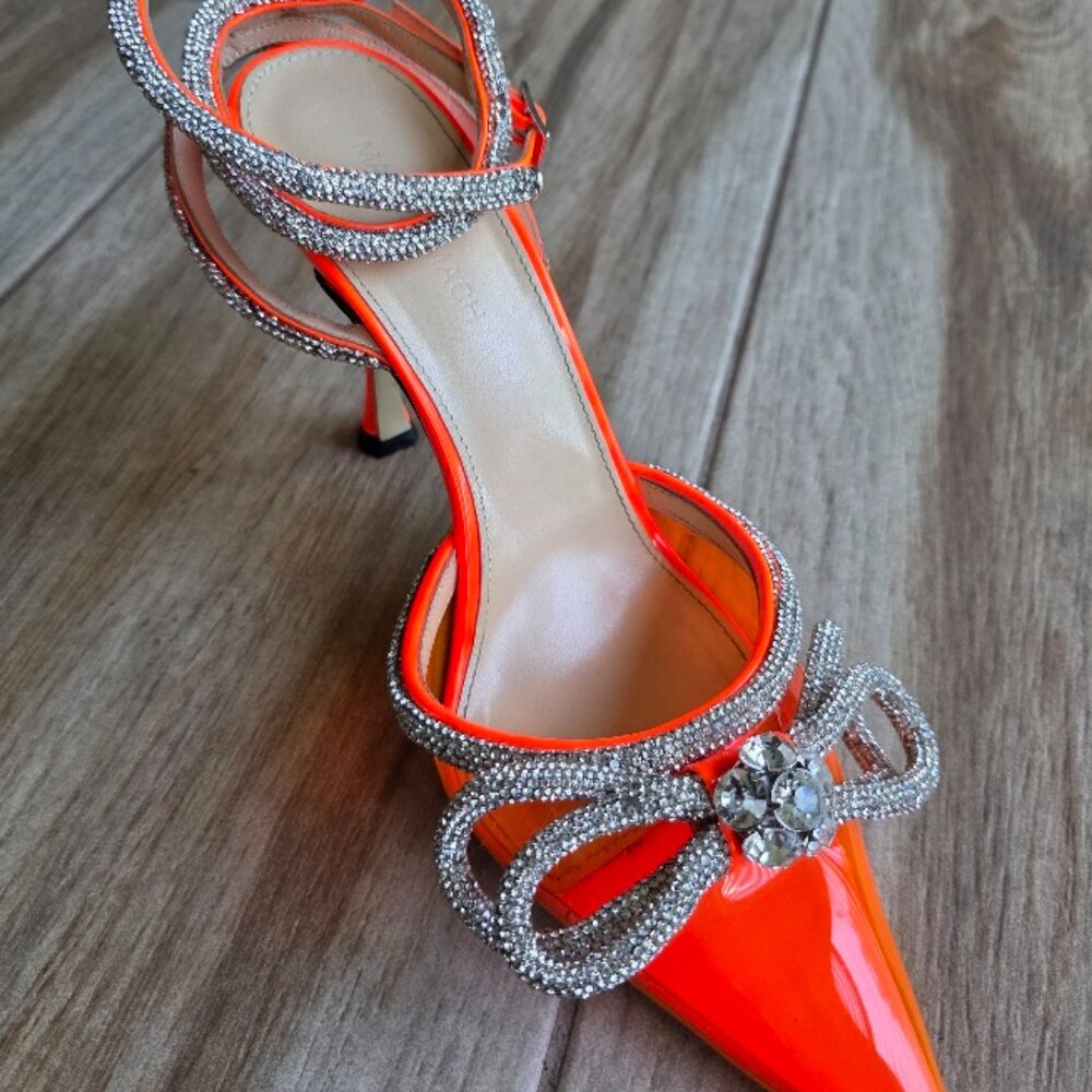 MACH & MACH PVC & ORANGE PATENT LEATHER EMBELLISHED CRYSTAL DB BOW PUMPS EUR. 40 - Picture 4 of 14